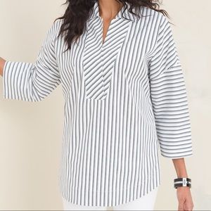 Chico’s Double Stripe Poplin Dolman Top